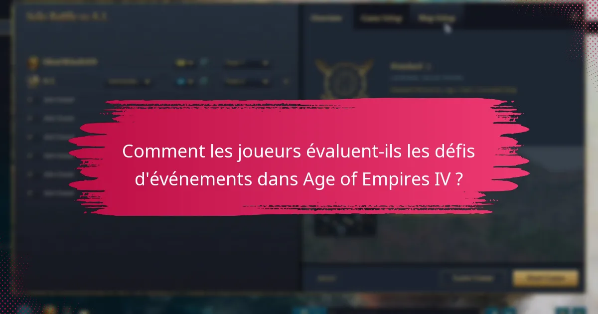 Comment les joueurs évaluent-ils les défis d’événements dans Age of Empires IV ?