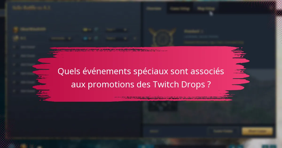 Quels événements spéciaux sont associés aux promotions des Twitch Drops ?